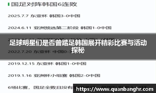 足球明星们是否曾踏足韩国展开精彩比赛与活动探秘